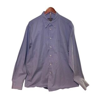 Eddie Bauer Mens Button Down Dress Shirt Long Sleeve Logo Light Blue L